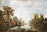 Aert van der Neer Landscape with waterway Sweden oil painting artist
